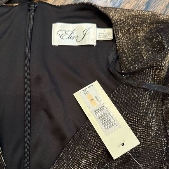 NWT Eliza J Dress Metallic Brown Long Sleeve
Faux Wrap Cocktail-U12 - Picture 4 of 4